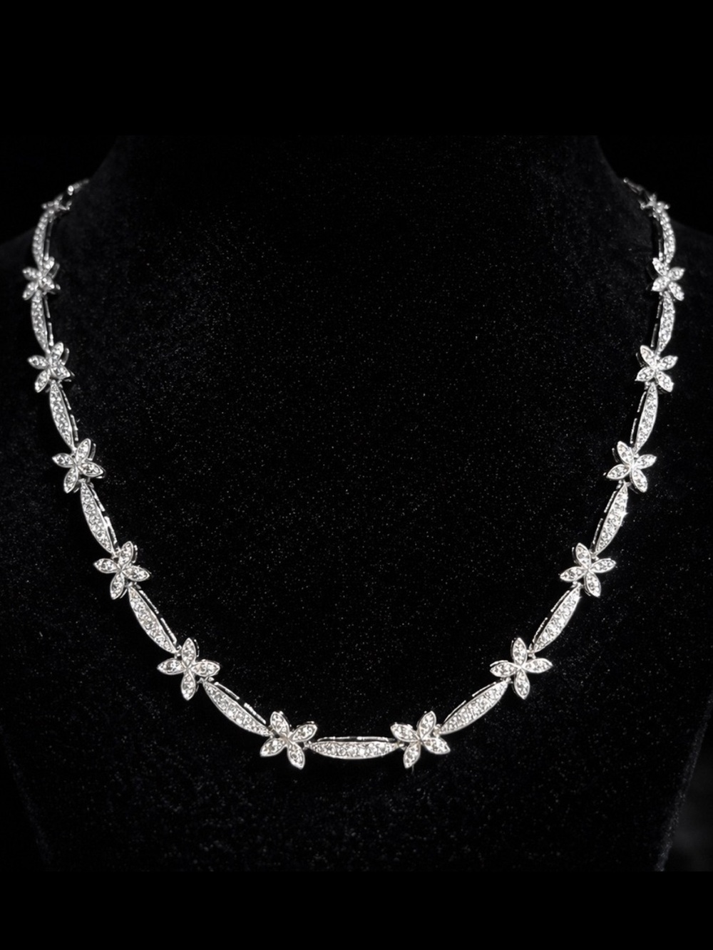 Suzanne Somers vintage link CZ Tennis statement necklace sterling silver 1990’s